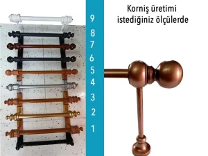 Doğal Ahşap Yuvarlak Perde Kornişi ve Montaj Ekipmanları
