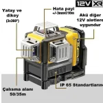 Dewalt 12 Eksen Çapraz Çizgi Lazer Terazi (Çift Bataryalı)