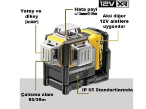 Dewalt 12 Eksen Çapraz Çizgi Lazer Terazi (Çift Bataryalı)