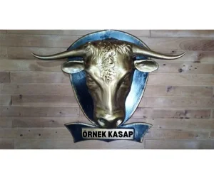 El Boyaması Dekoratif Boğa Başı Duvar Heykeli (90x70x16 cm)