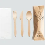 Kraft Ambalajlı Ahşap Çatal, Kaşık, Bıçak ve Peçete Seti (10'lu Paket)