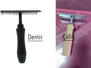 Ahşap & Metal Saplı Hayvan Kaşağı Tarağı