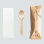 Kraft Ambalajlı Ahşap Kaşık ve Peçete İkram Seti (10'lu Paket)
